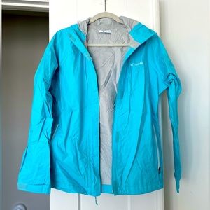 Blue Columbia rain jacket